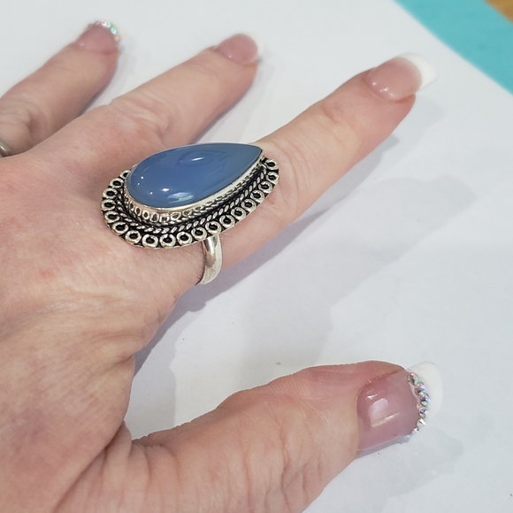 Chalcedony 925 Silver Vintage Style Ring - Picture 7 of 13